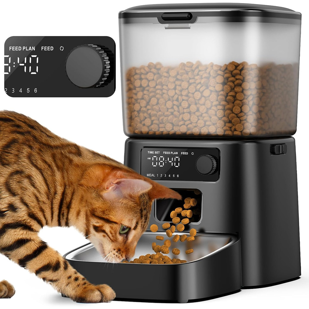 Automatic Dial Cat Food Dispenser, Battery-Operated 12 Cups Pet Feeder for Cats